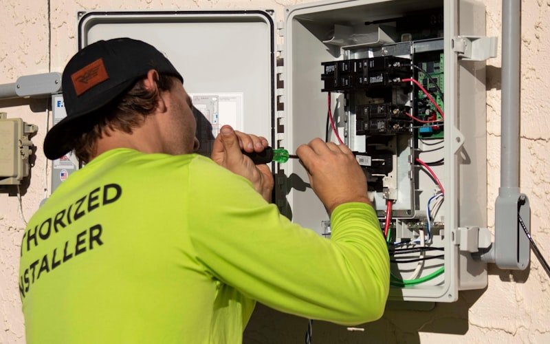 Tradesperson at work — plumber, electrician or builder
